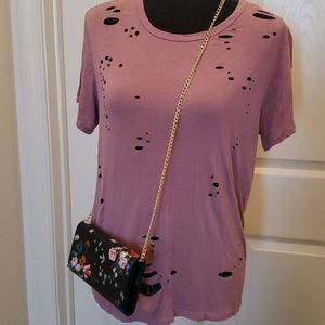 Women Distressed pink tshirt